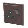 Varilight 13AX 1-Gang DP Switched Plug Socket Dark Oak with Black Inserts -Switches & Sockets Sales Store 1012H P