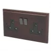 Varilight 13AX 2-Gang DP Switched Plug Socket Dark Oak with Black Inserts -Switches & Sockets Sales Store 1415H P