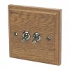Varilight 10AX 2-Gang 2-Way Toggle Switch Medium Oak