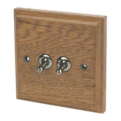 Varilight 10AX 2-Gang 2-Way Toggle Switch Medium Oak