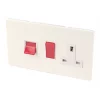 Varilight 45AX 2-Gang DP Cooker Switch & 13A DP Switched Socket White Chocolate with White Inserts -Switches & Sockets Sales Store 23765 P
