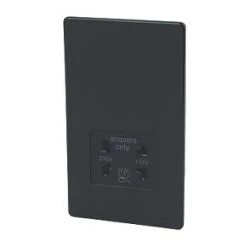 Varilight 2-Gang Dual Voltage Shaver Socket 115 / 230V Jet Black with Colour-Matched Inserts