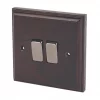Varilight 10AX 2-Gang 2-Way Light Switch Dark Oak