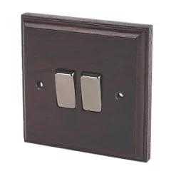 Varilight 10AX 2-Gang 2-Way Light Switch Dark Oak