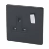 Varilight 13AX 1-Gang DP Switched Plug Socket Jet Black with Black Inserts -Switches & Sockets Sales Store 42480 P