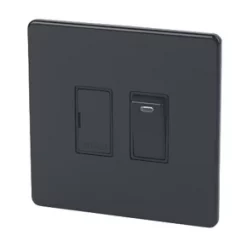 Varilight 13AX Switched Fused Spur with Neon Jet Black with Black Inserts