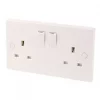 13A 2-Gang SP Switched Plug Socket White -Switches & Sockets Sales Store 4338D P