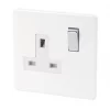 Varilight 13AX 1-Gang DP Switched Plug Socket Ice White with White Inserts -Switches & Sockets Sales Store 44074 P
