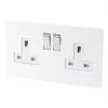 Varilight 13AX 2-Gang DP Switched Plug Socket Ice White with White Inserts -Switches & Sockets Sales Store 51761 P