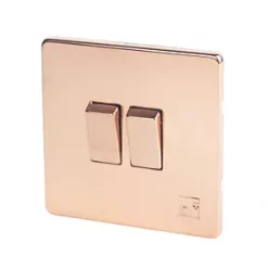 Varilight 10AX 2-Gang 2-Way Light Switch Anti-Microbial Copper