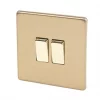 Varilight 10AX 2-Gang 2-Way Light Switch Brushed Brass -Switches & Sockets Sales Store 5362H P