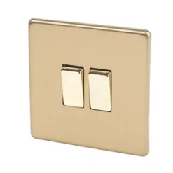 Varilight 10AX 2-Gang 2-Way Light Switch Brushed Brass