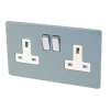 Varilight 13AX 2-Gang DP Switched Plug Socket Sky Blue with White Inserts -Switches & Sockets Sales Store 5432F P
