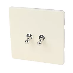 Varilight 10AX 2-Gang 2-Way Toggle Switch White Chocolate