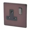 Varilight 13A 1-Gang DP Switched Plug Socket Mocha with Black Inserts -Switches & Sockets Sales Store 61996 P
