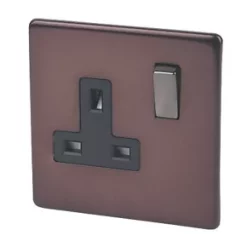 Varilight 13A 1-Gang DP Switched Plug Socket Mocha with Black Inserts