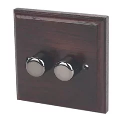 Varilight V-Pro 2-Gang 2-Way LED Dimmer Switch Dark Oak