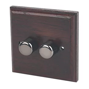 Varilight V-Pro 2-Gang 2-Way LED Dimmer Switch Dark Oak -Switches & Sockets Sales Store 6247H P