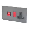 Varilight 45AX 2-Gang DP Cooker Switch & 13A DP Switched Socket Slate Grey with Black Inserts -Switches & Sockets Sales Store 62874 P