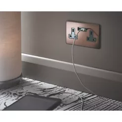 Varilight 13AX 2-Gang Unswitched Socket + 2.1A 2-Outlet Type A USB Charger Mocha with Black Inserts -Switches & Sockets Sales Store 6683F A3