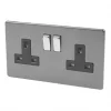 Varilight 13AX 2-Gang DP Switched Plug Socket Slate Grey with Black Inserts -Switches & Sockets Sales Store 67763 P