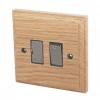Varilight 13A Switched Fused Spur with Neon Classic Oak with Black Inserts -Switches & Sockets Sales Store 7103H P
