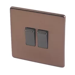 Varilight 10AX 2-Gang 2-Way Light Switch Brushed Bronze