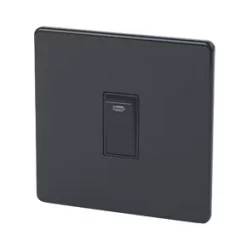 Varilight 20AX 1-Gang DP Control Switch Jet Black with Neon with Colour-Matched Inserts