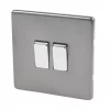 Varilight 10AX 2-Gang 2-Way Light Switch Slate Grey -Switches & Sockets Sales Store 72368 P