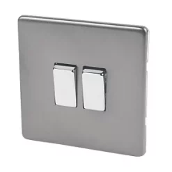 Varilight 10AX 2-Gang 2-Way Light Switch Slate Grey