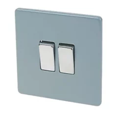 Varilight 10AX 2-Gang 2-Way Light Switch Sky Blue