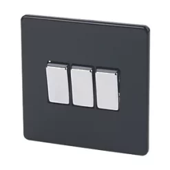 Varilight 10AX 3-Gang 2-Way Light Switch Jet Black