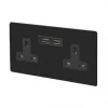 Varilight 13AX 2-Gang Unswitched Socket + 2.1A 2-Outlet Type A USB Charger Jet Black with Black Inserts -Switches & Sockets Sales Store 7295F P