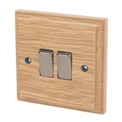 Varilight 10AX 2-Gang 2-Way Light Switch Classic Oak