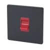 Varilight 45AX 1-Gang DP Cooker Switch Jet Black with Red Inserts