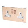 Varilight 13AX 2-Gang DP Switched Plug Socket Anti-Microbial Copper with White Inserts -Switches & Sockets Sales Store 7824H P