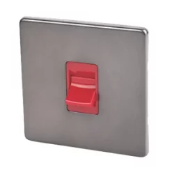 Varilight 45AX 1-Gang DP Cooker Switch Slate Grey with Red Inserts