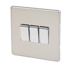 Varilight 10AX 3-Gang 2-Way Light Switch Satin Chrome