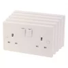 13A 2-Gang SP Switched Plug Socket White 5 Pack -Switches & Sockets Sales Store 8025D P