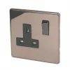 Varilight 13AX 1-Gang DP Switched Plug Socket Polished Bronze with Black Inserts -Switches & Sockets Sales Store 8388H P