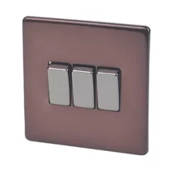Varilight 10AX 3-Gang 2-Way Light Switch Mocha
