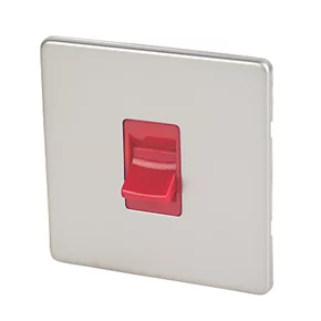 Varilight 45AX 1-Gang DP Cooker Switch Satin Chrome with Red Inserts -Switches & Sockets Sales Store 8473H P