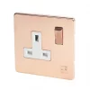 Varilight 13AX 1-Gang DP Switched Plug Socket Anti-Microbial Copper with White Inserts -Switches & Sockets Sales Store 8503H P