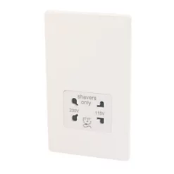 Varilight 2-Gang Dual Voltage Shaver Socket 115 / 230V Ice White with White Inserts