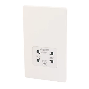 Varilight 2-Gang Dual Voltage Shaver Socket 115 / 230V Ice White with White Inserts -Switches & Sockets Sales Store 87167 P