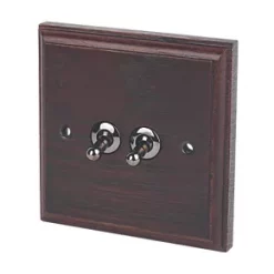Varilight 10AX 2-Gang 2-Way Toggle Switch Dark Oak