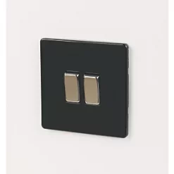 Varilight 10AX 2-Gang 2-Way Light Switch Jet Black -Switches & Sockets Sales Store 88641 A4