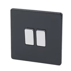Varilight 10AX 2-Gang 2-Way Light Switch Jet Black