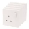 13A 1-Gang SP Switched Plug Socket White 5 Pack -Switches & Sockets Sales Store 9049D P