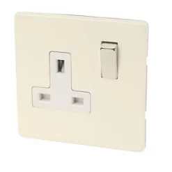 Varilight 13AX 1-Gang DP Switched Plug Socket White Chocolate with White Inserts